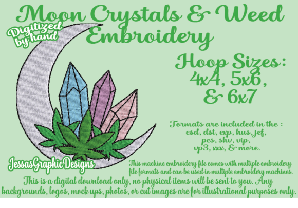 Moon Crystals Cannabis: Elegant Floral Embroidery for Personalized Gifts